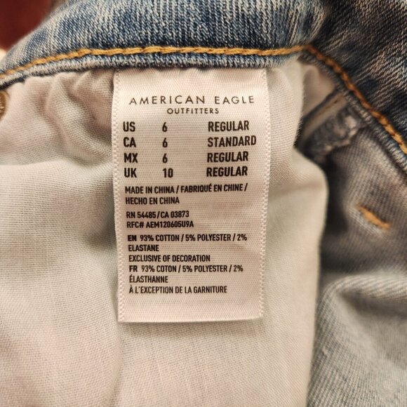 AMERICAN EAGLE Hi-Rise A-Line Skirt Denim Mini SIZE 6 Button Front Super Stretch - Picture 5 of 7